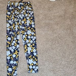 Agnes&Dora women's blue and yellow floral leggings